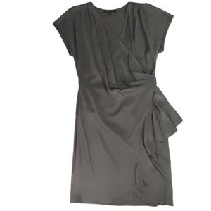 Lafayette 148 Grey Silk Wrap Dress